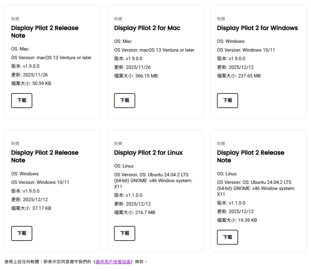 Display Pilot 2 各系统下载界面