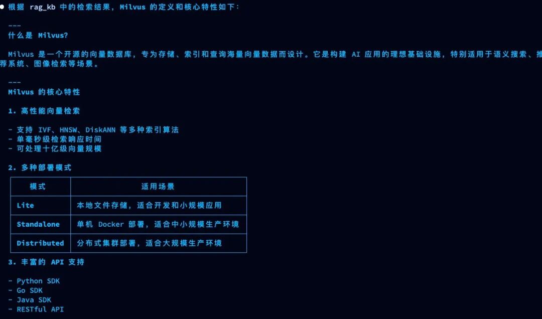 对“什么是 Milvus？”的查询结果