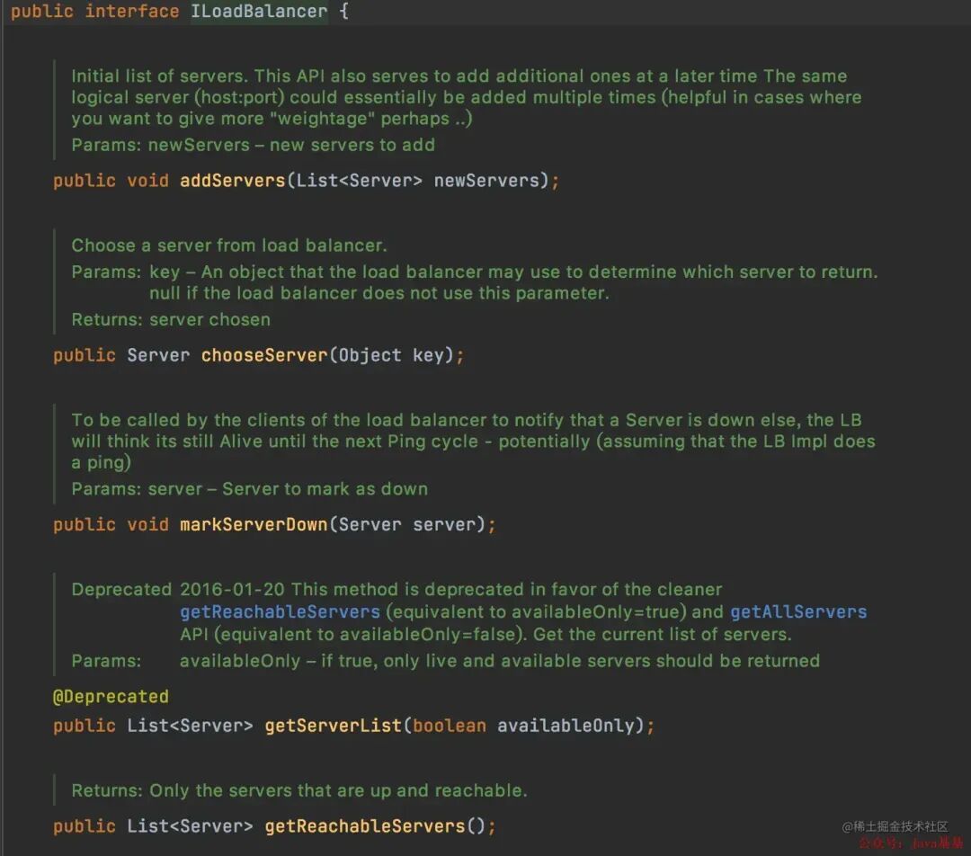 ILoadBalancer接口方法