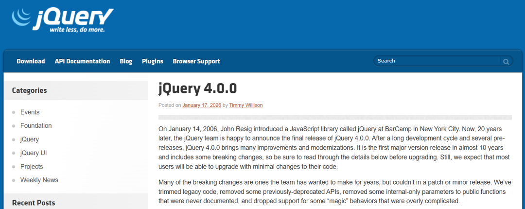 jQuery 4.0 官方博客公告