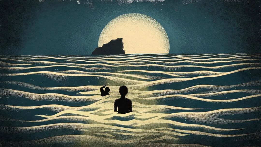 月光下的宁静海面