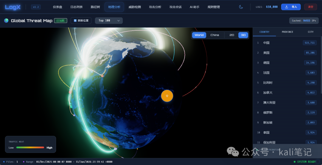 LogX 全球威胁地图可视化