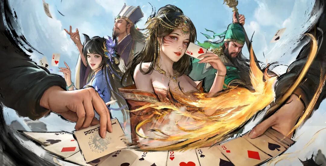 古风人物与卡牌结合的概念插画