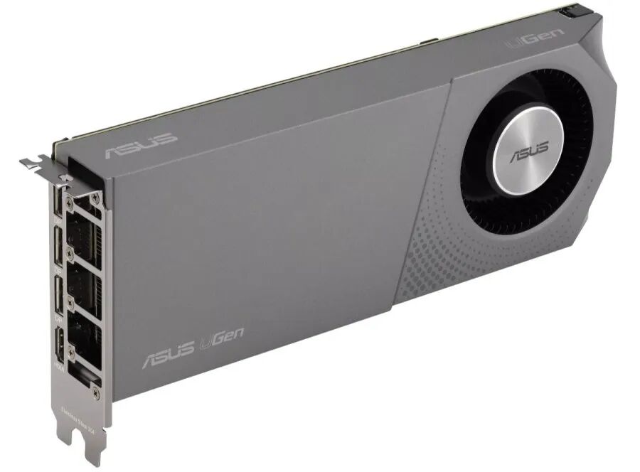 华硕UGen Arc Pro B70显卡产品图，双槽涡轮散热外壳