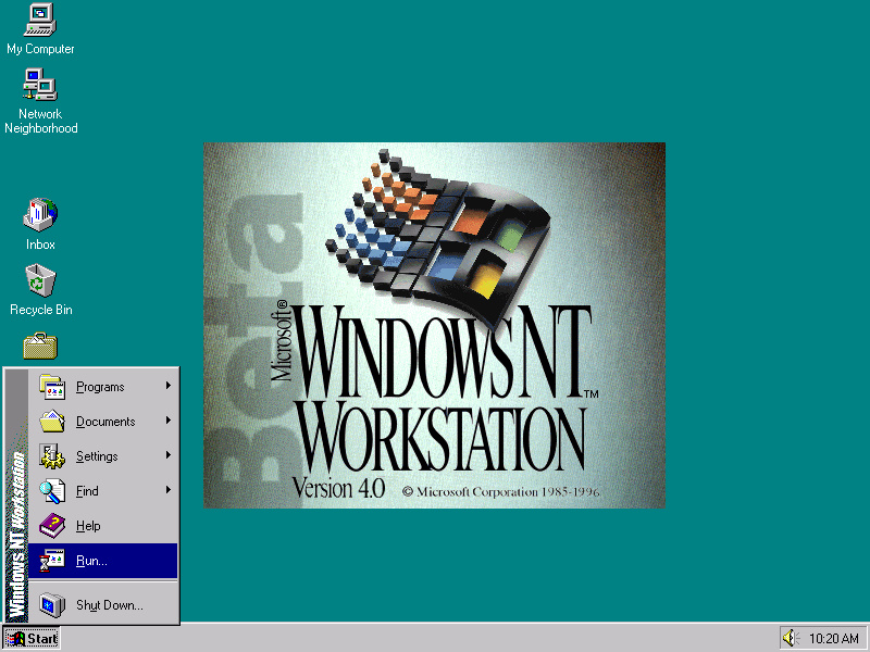 Windows NT Workstation 4.0 Beta版本桌面截图