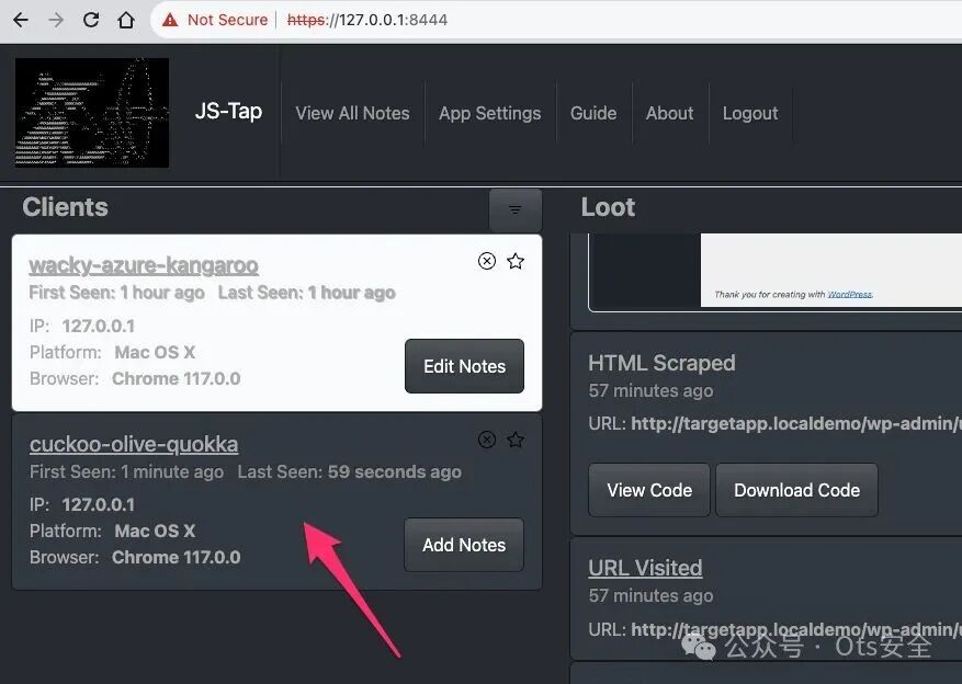JS-Tap门户客户端列表,新增了一个名为cuckoo-olive-quokka的客户端。
