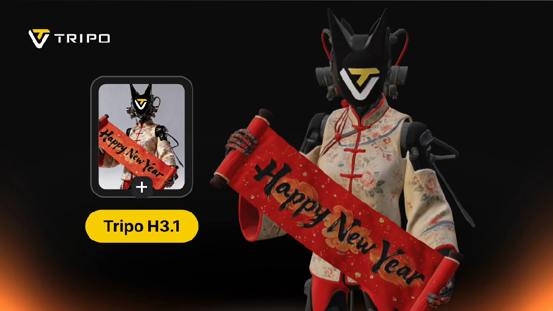 Tripo H3.1 模型生成的带春节氛围的3D角色