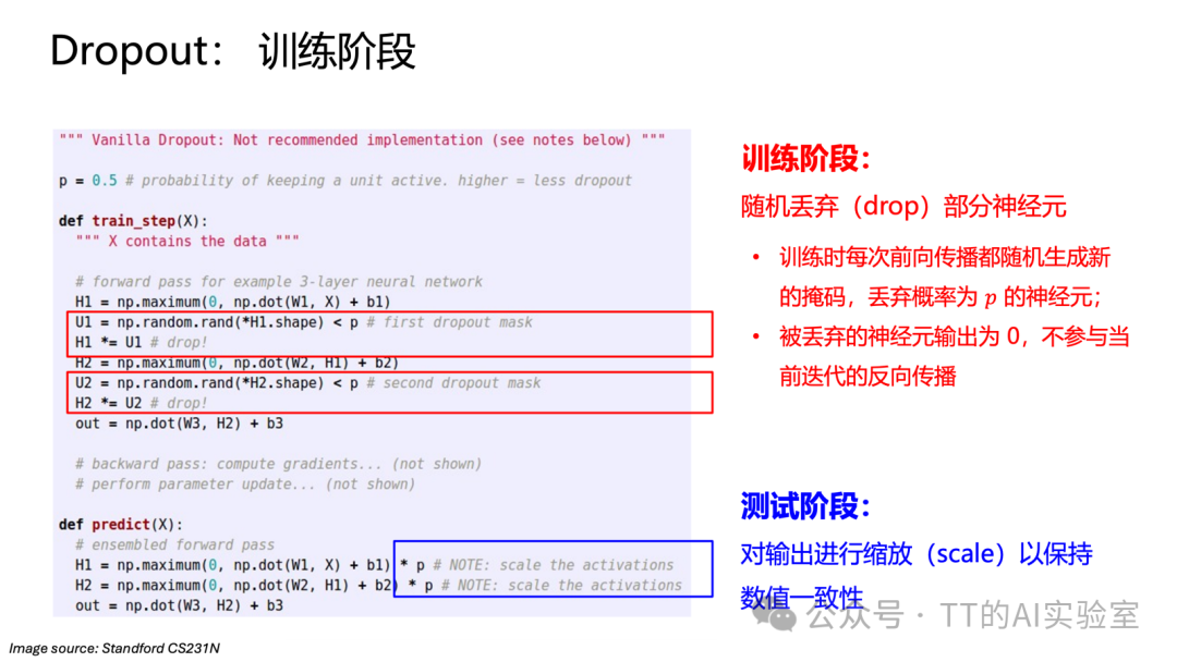 Dropout训练阶段代码与原理说明