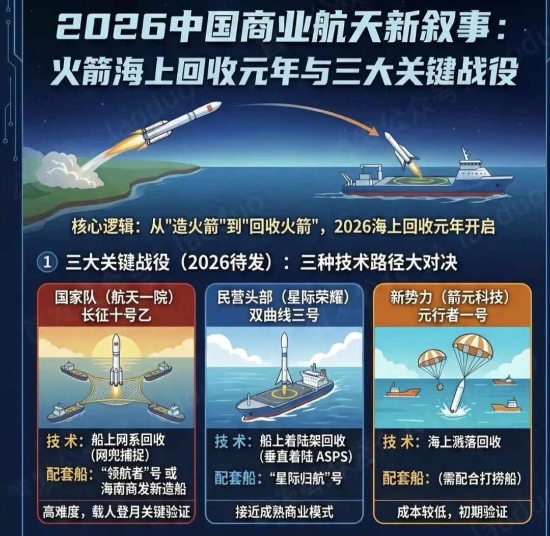 2026中国商业航天三大海上回收路线对比