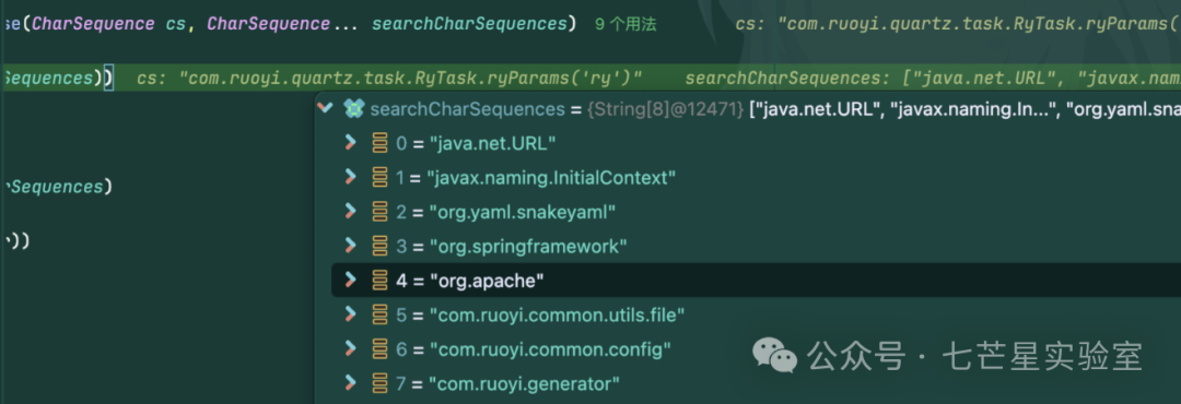 containsAnyIgnoreCase方法检查黑名单字符串