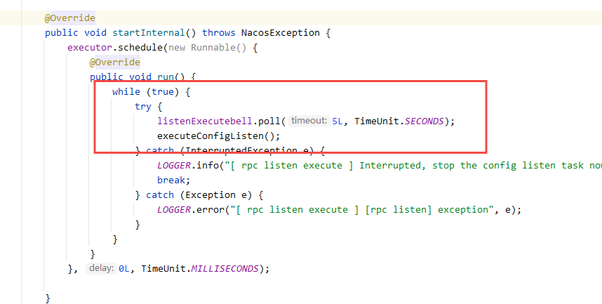 ClientWorker中启动轮询任务的代码截图