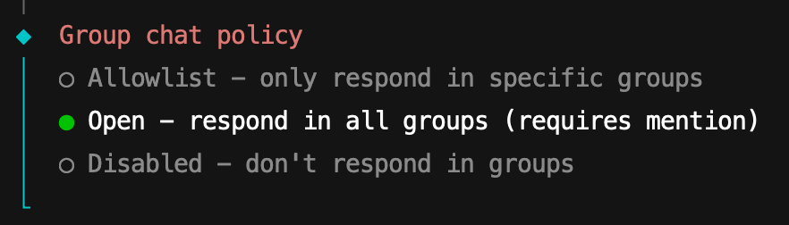 选择群聊策略为开放