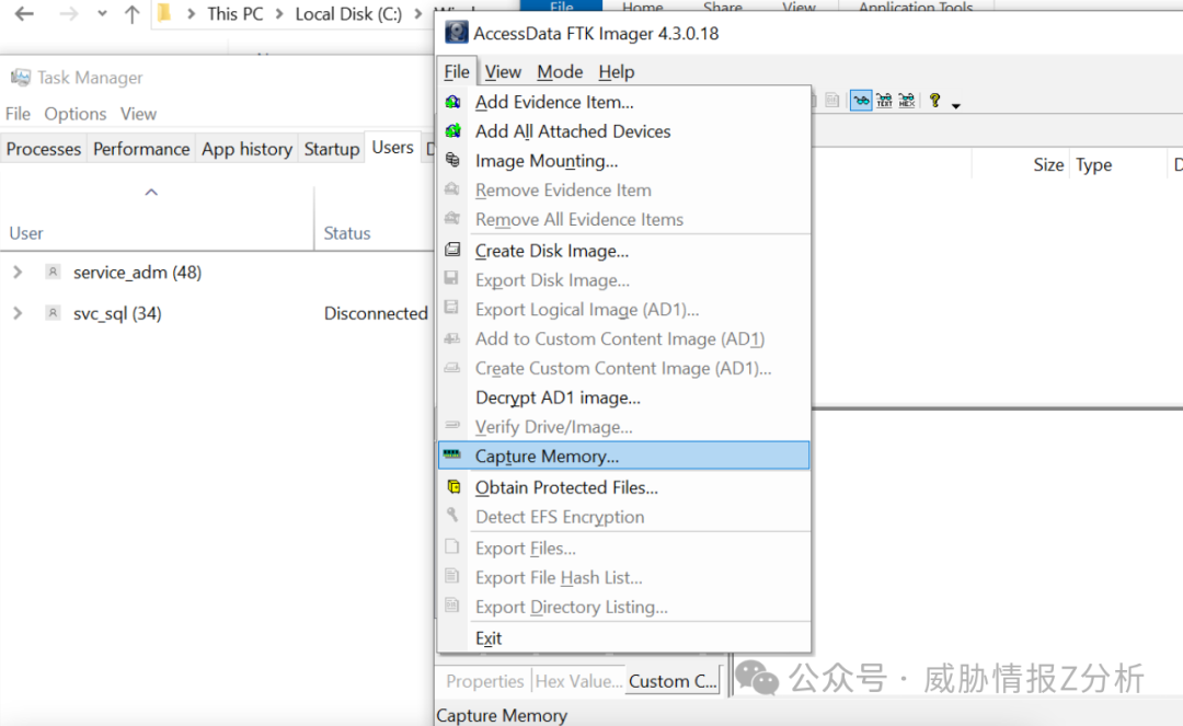 AccessData FTK Imager 捕获内存选项