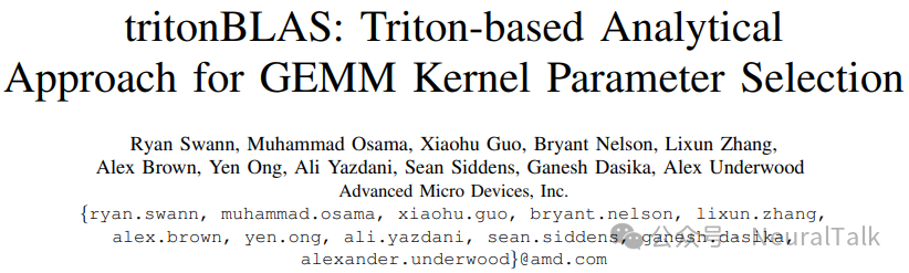 tritonBLAS论文标题与作者信息