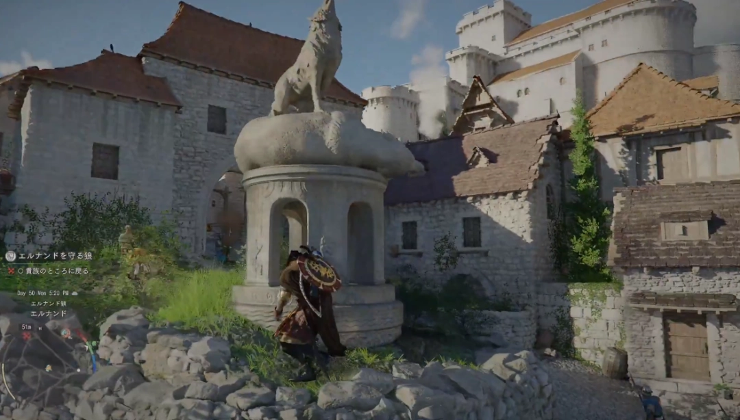 游戏内狼雕像与场景