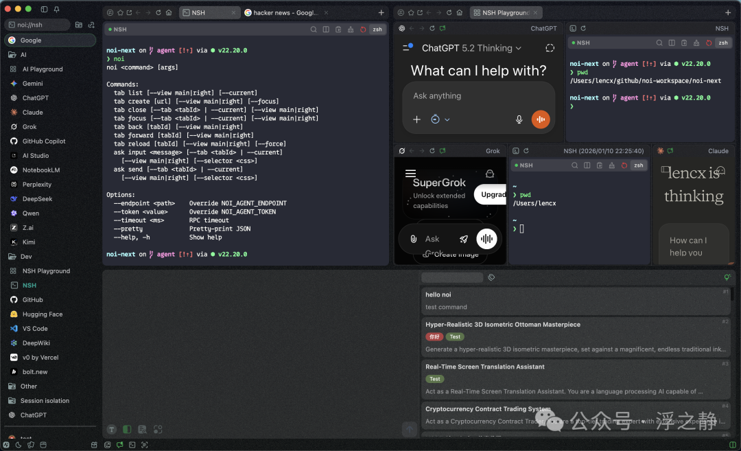 Noi 中终端与AI交互界面截图