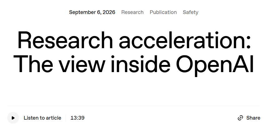 OpenAI 官方报告 Research acceleration: The view inside OpenAI 封面截图