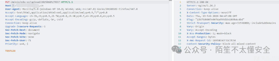 PUT上传文件成功，返回200