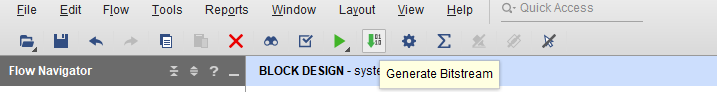 Vivado 流程导航中的 Generate Bitstream 按钮