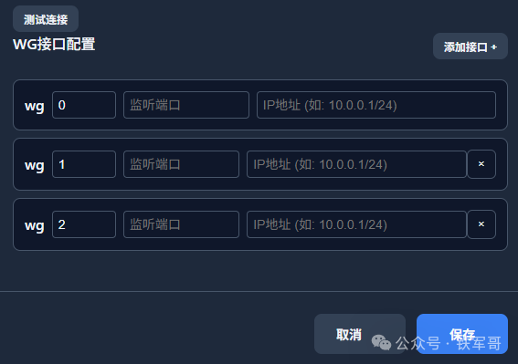 WG接口配置区域