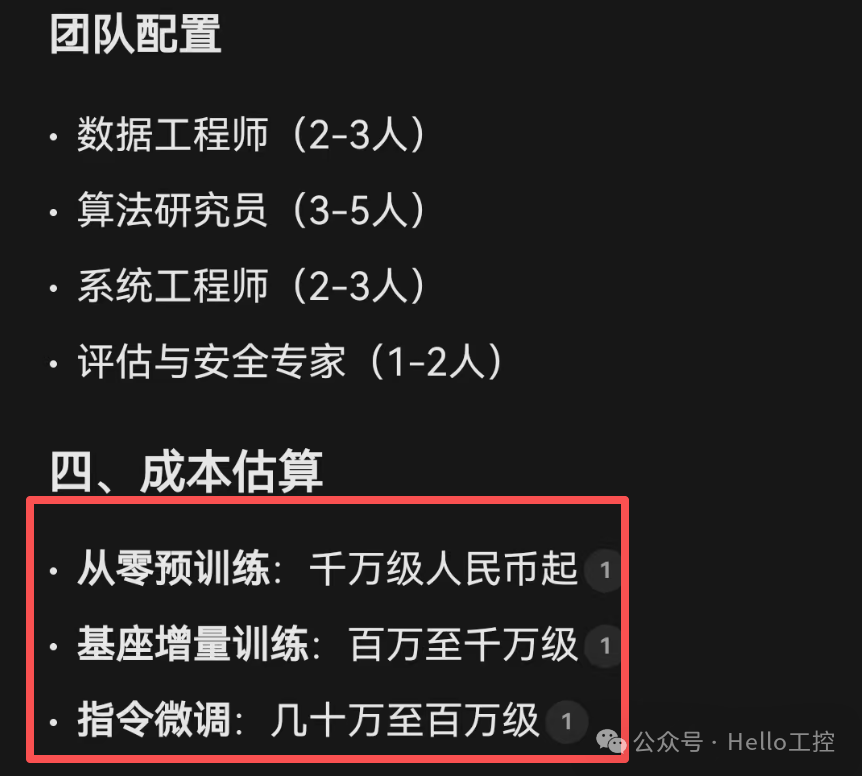 AI模型训练团队配置与成本估算