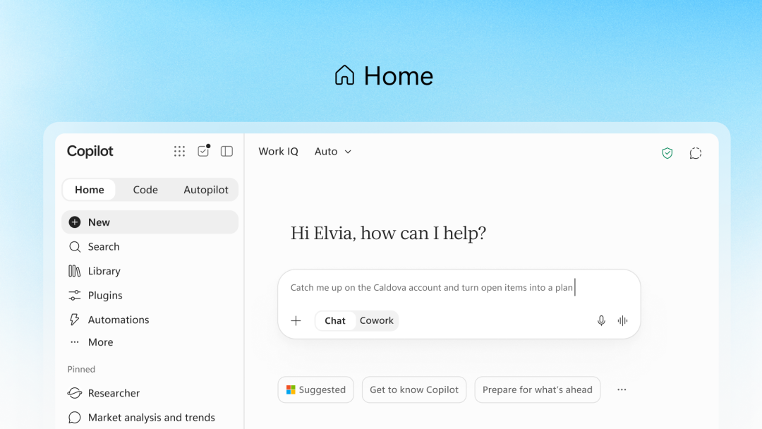 Copilot Home 首页界面截图