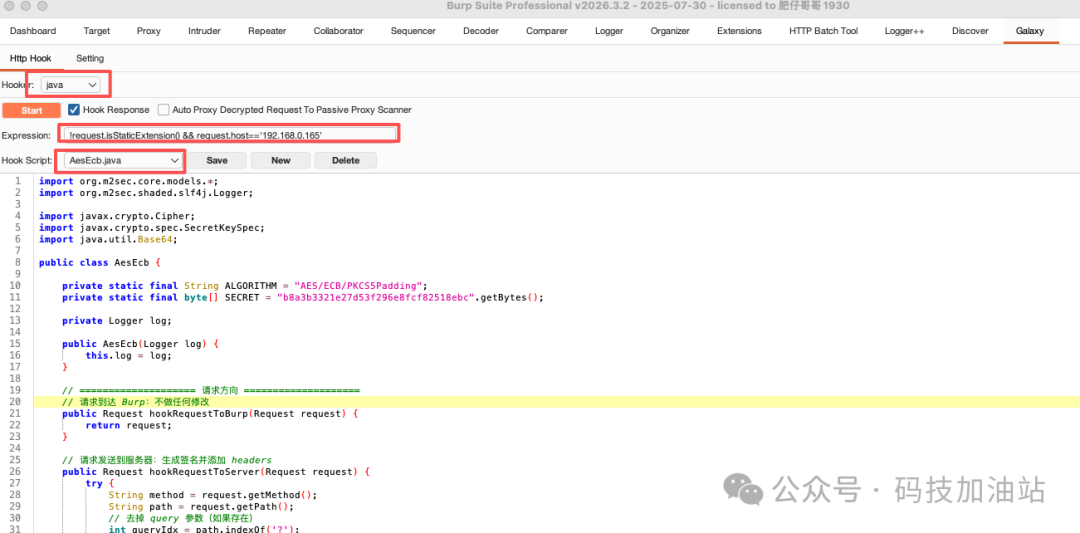 Galaxy配置Java Hook脚本