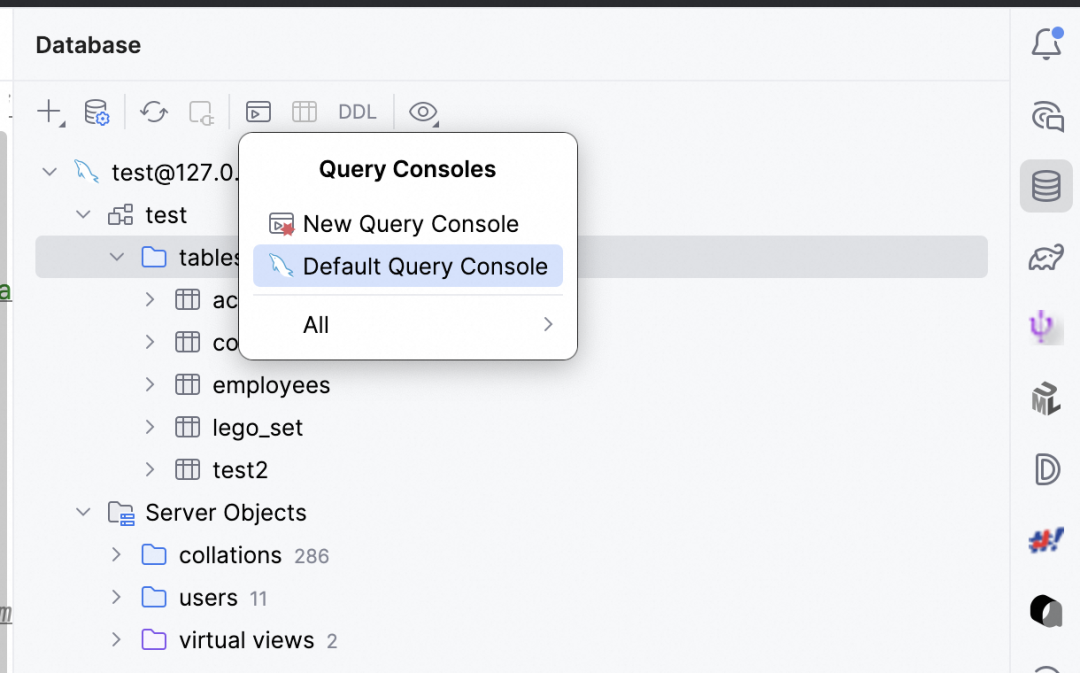 JetBrains IDE数据库管理界面