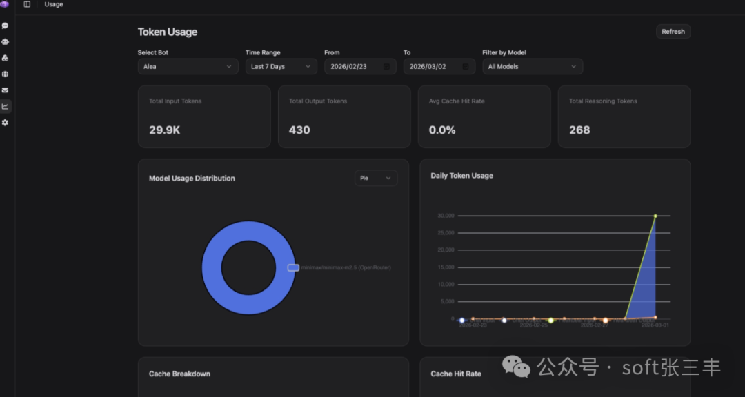 Memoh 令牌用量监控仪表盘