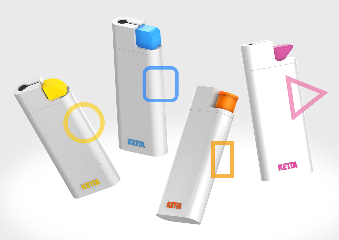 四款白色KETTA打火机与彩色配件