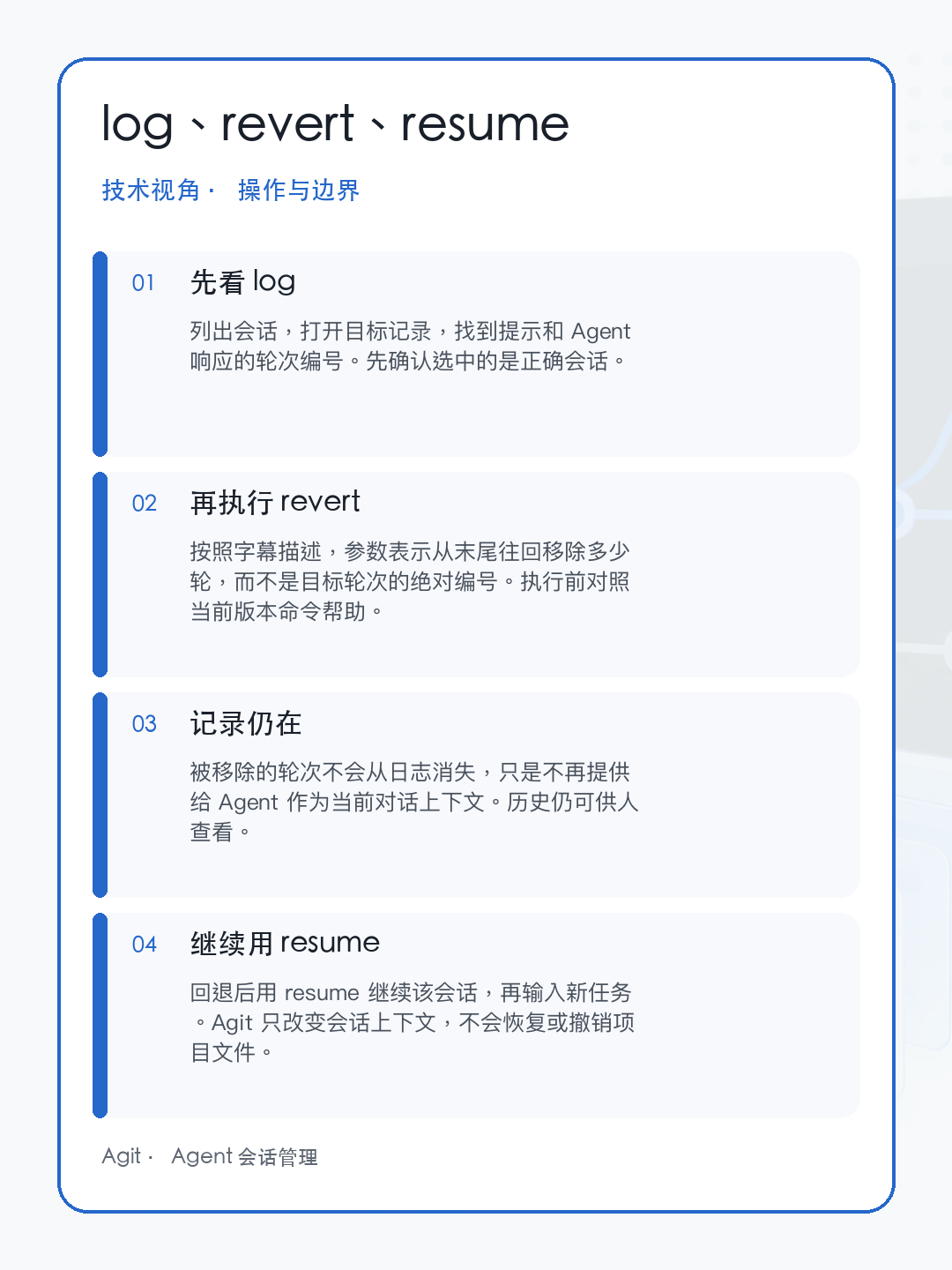 Agit log revert resume 操作说明