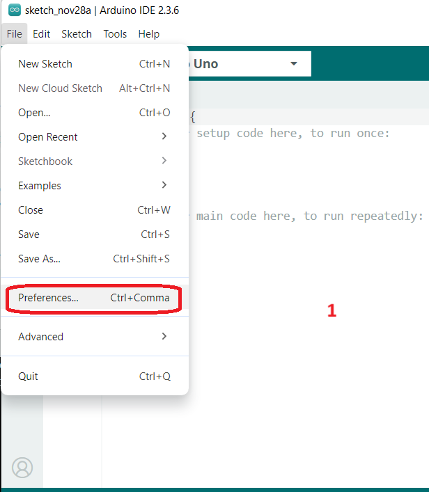 Arduino IDE的文件菜单