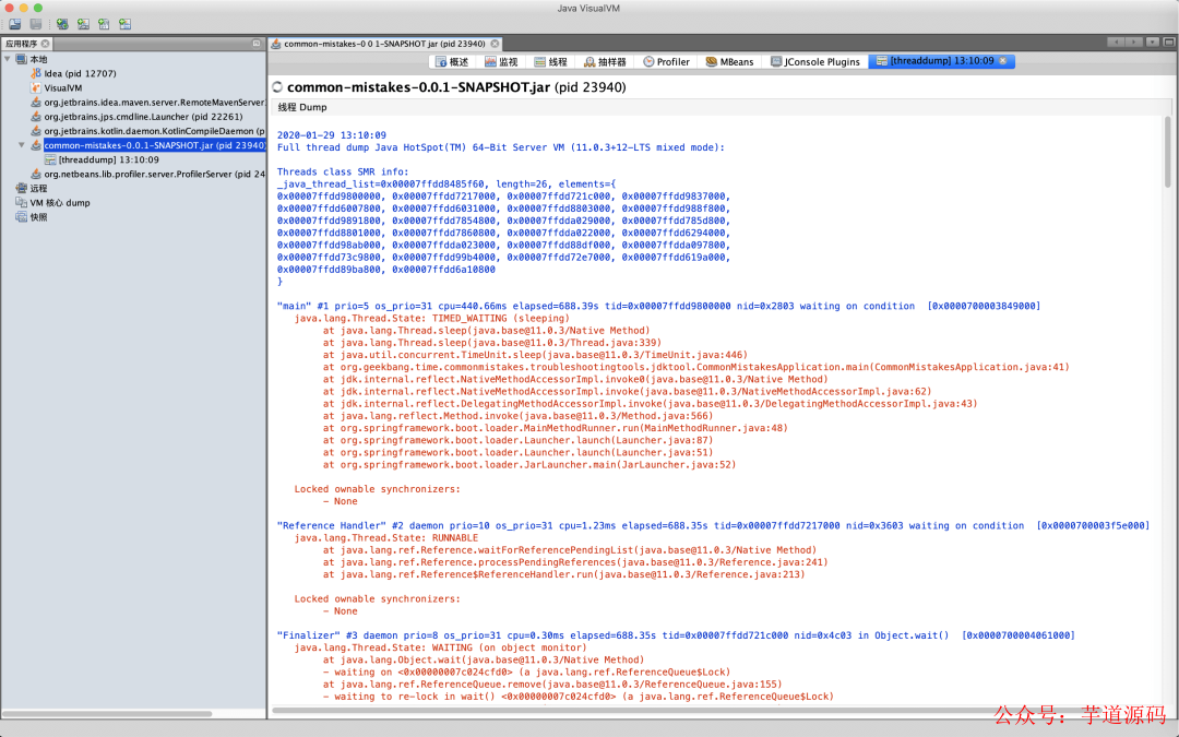 Java 线程转储截图