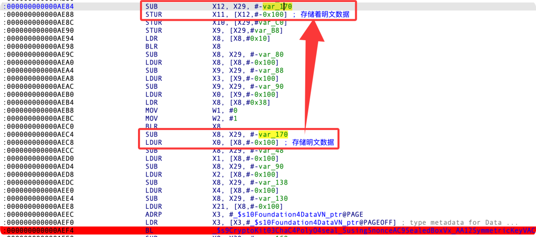 追踪栈空间中存储的明文数据
