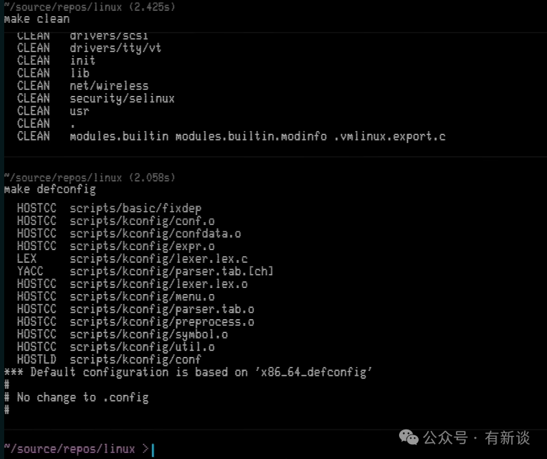 执行 make defconfig 生成默认配置