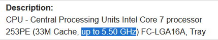 Intel Core 7 253PE规格信息