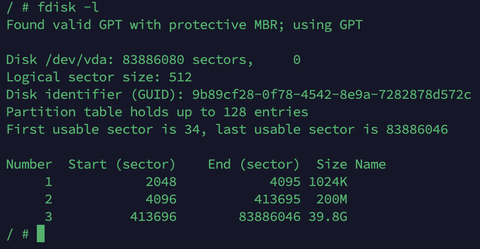 使用fdisk查看磁盘分区