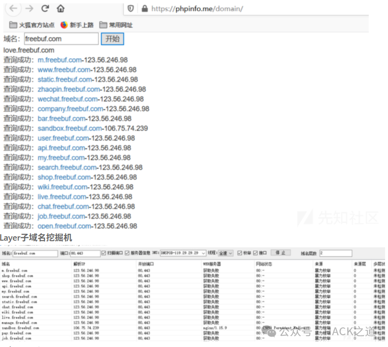 在线子域名查询工具示例