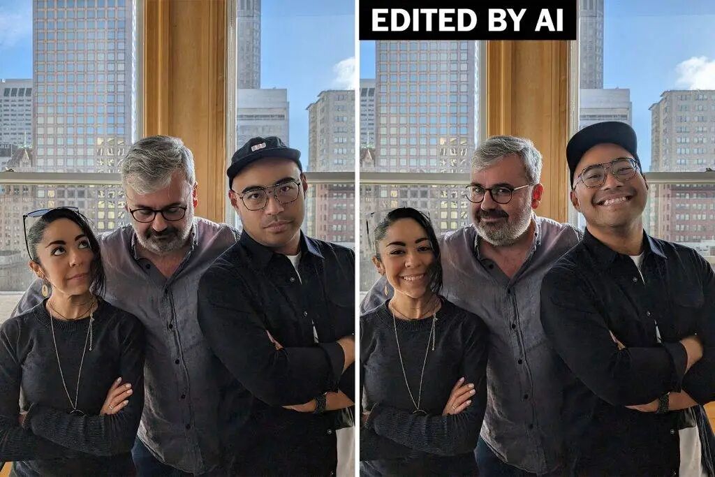 AI 编辑前后人物表情对比