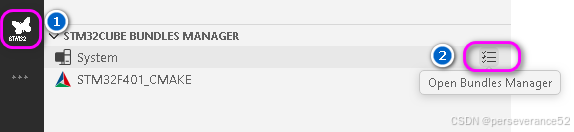 STM32CUBE BUNDLES MANAGER界面