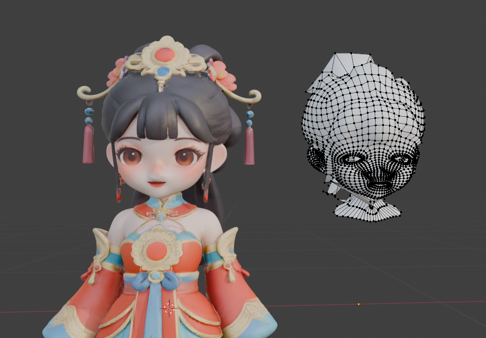 对卡通模型进行一键头部重拓扑