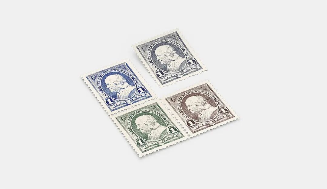 四张菱形排列的本杰明·富兰克林肖像邮票