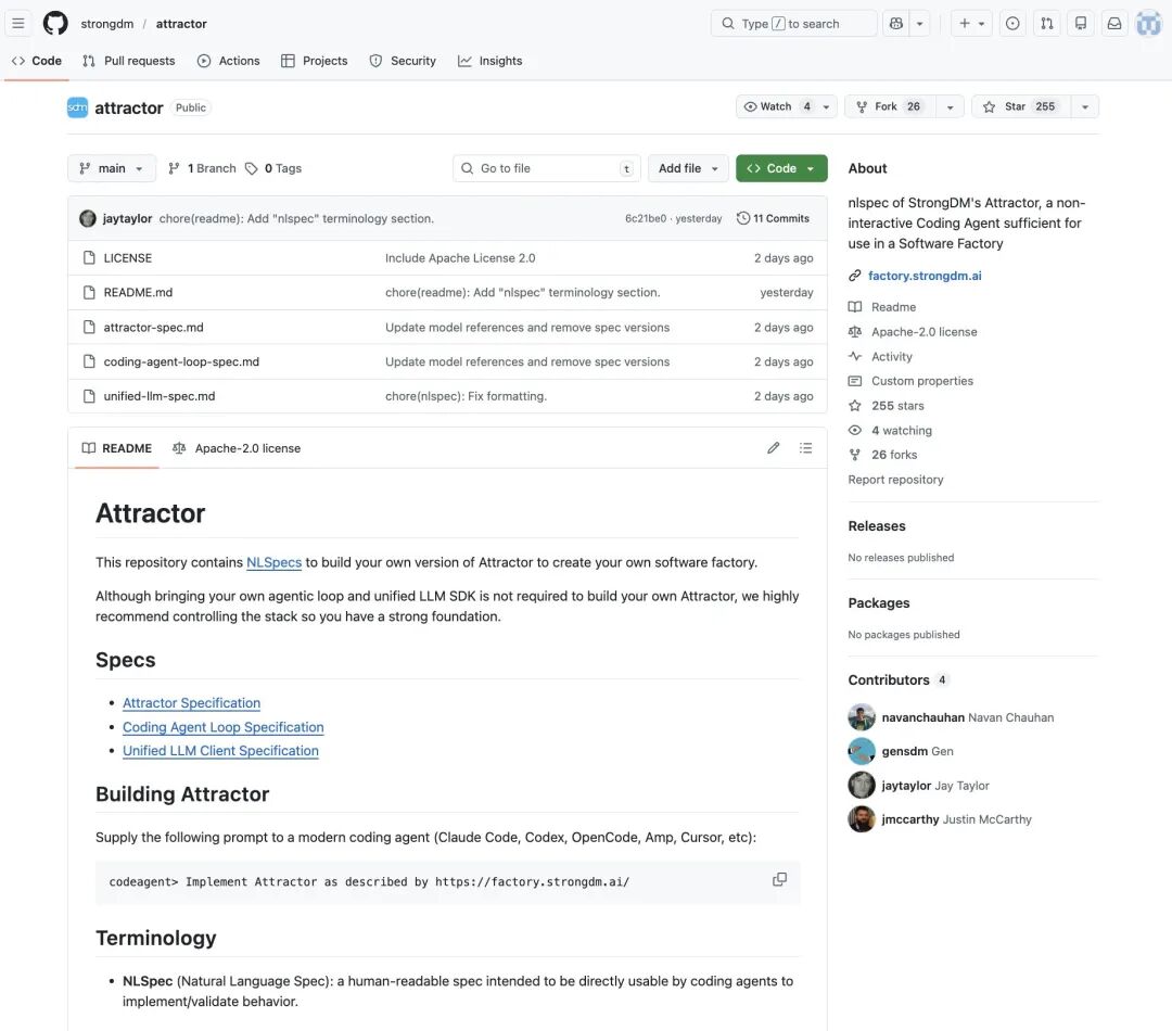 StrongDM Attractor GitHub仓库页面