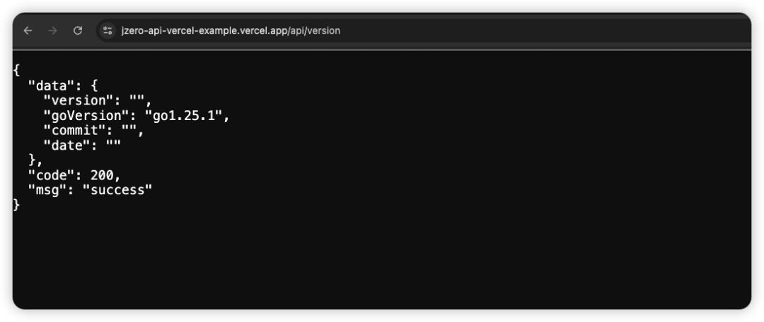 API 接口成功返回 JSON 响应