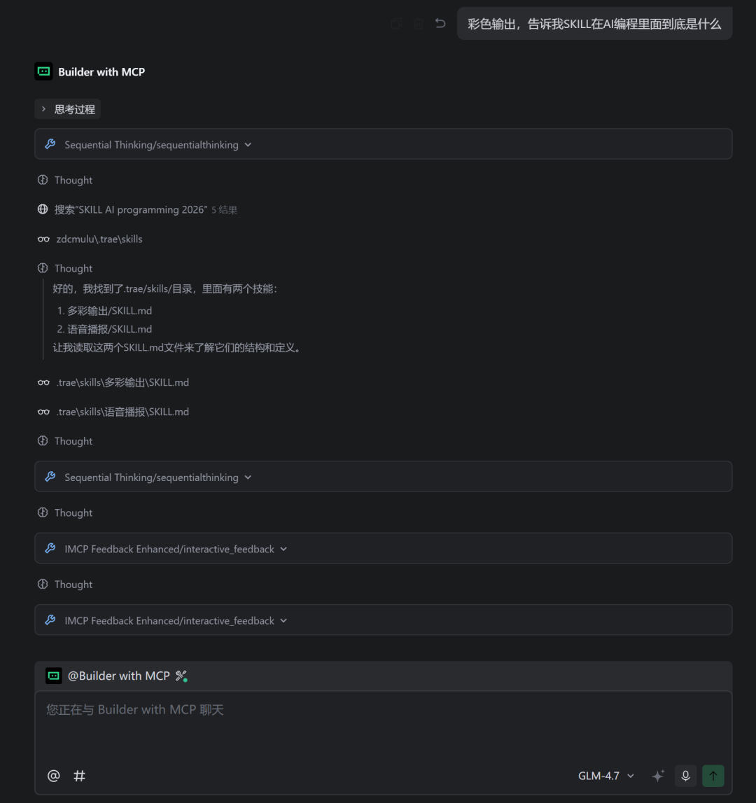 使用Skills进行对话的界面