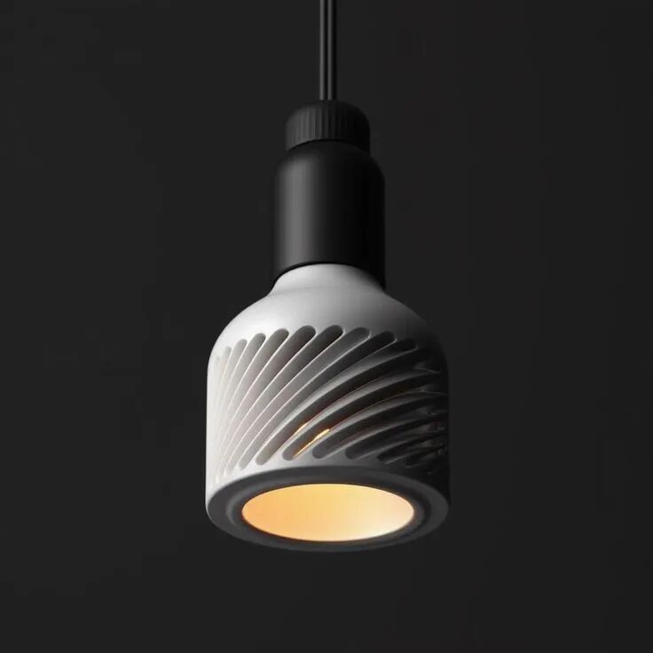 具有螺旋凹槽设计的现代风格白色吊灯