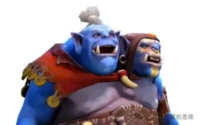 两个卡通角色在对话，风格幽默