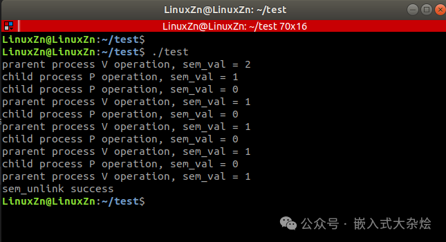信号量同步运行结果