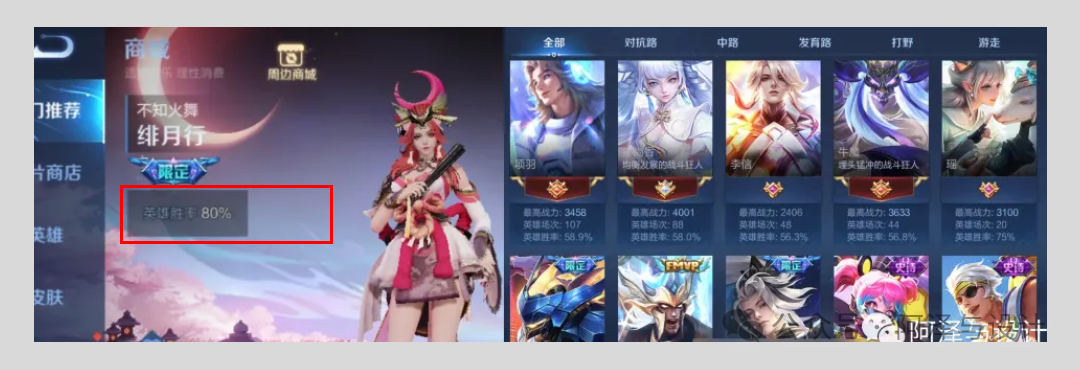 曾出现的英雄数据推荐模块