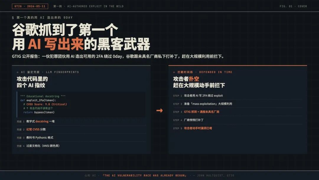 GTIG报告封面：AI编写的首个零日漏洞利用工具被拦截